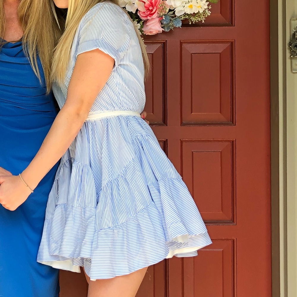 Blue and White Babydoll Dress